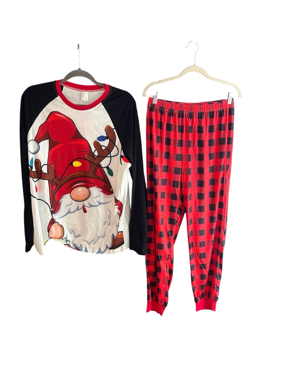 NWT PatPat Men's Christmas-themed red/black buffalo plaid pajamas Size M